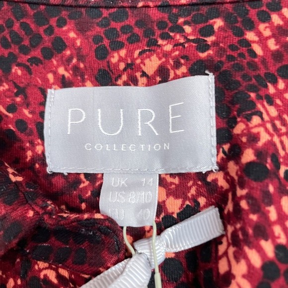 PURE Collection Dress Size 8 / 10 Red Snakeskin Button Front Empire Long Sleeve - Picture 6 of 8